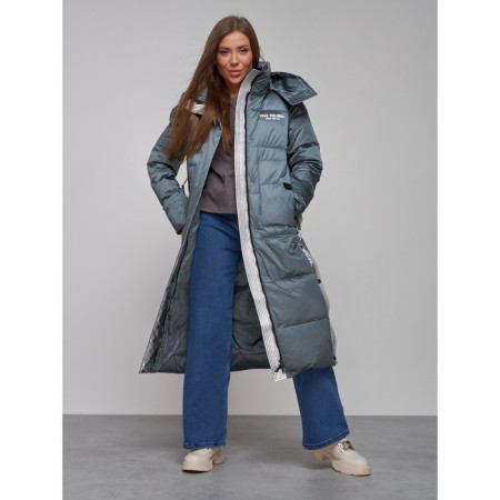 Coat insulated winter female, size 46, dark green color-15