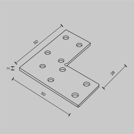 Corner connector for the Exiley overhead tire pipeline, 50x50x2 mm, silver-5