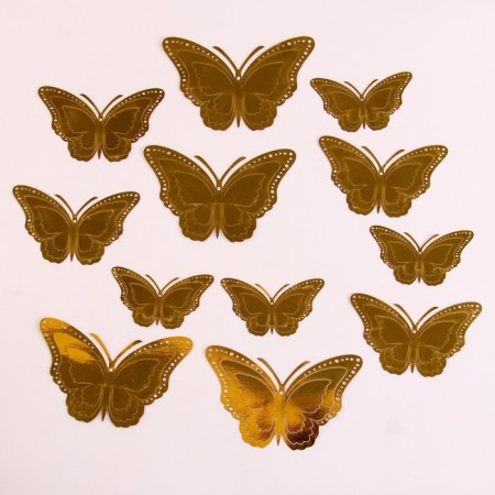 Set for decorating "Butterflies", 12 pieces, color gold