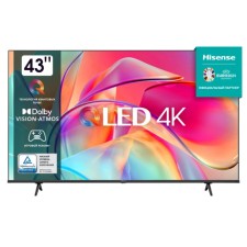 Телевизор Hisense 43E7KQ, 43", 3840x2160, DVB-T2/C/S2, HDMI 3, USB 2, Smart TV, чёрный