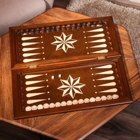 Handmade backgammon "Flying Eagle", 60x30 cm, with a chess field, a walnut array, Armenia-2