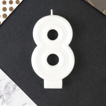 A candle for a cake, a figure with a color application of 8 "Happy Birthday".