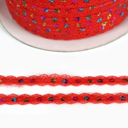 Hypyur -red braid with sequins, 1.3 cm, in Bobin 548 m-2