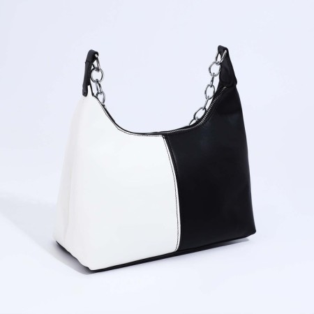 Baget bag with zipper, white/black color-1