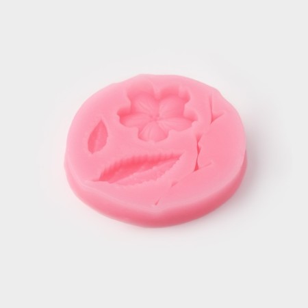 Mold Dolyana "Flower, leaf and twig", silicone, 5.5 × 0.9 cm, color mix-1