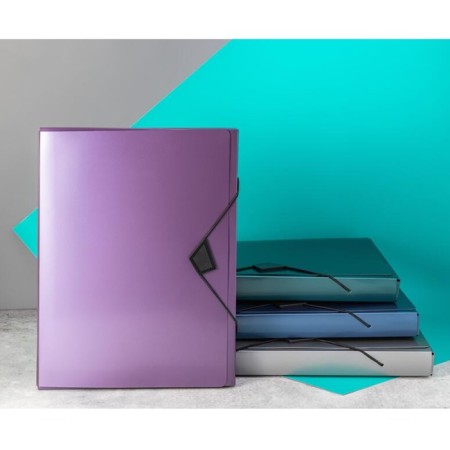 A4 elastic band, 800 μm, Calligrata Top "Mistral", Korex 40 mm, up to 300 sheets, lilac metallic-3