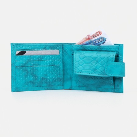 Women's wallet on the button, turquoise color-3