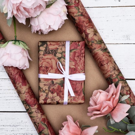 Packaging paper, brown craft "Spring bouquet of mood", 50 x 70 cm