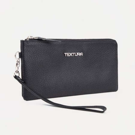 Women's wallet on the zipper Textura, with a pen, black color