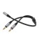 Hoco UPA21, Jack 3.5 mm (F) cable - 2 * jack 3.5 mm (m), 0.25 m, nylon, gray