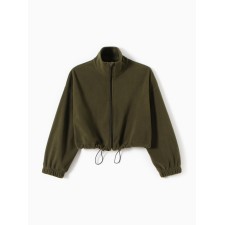 Толстовка для девочки MINAKU: Fleece Soft, цвет хаки, рост 146 см