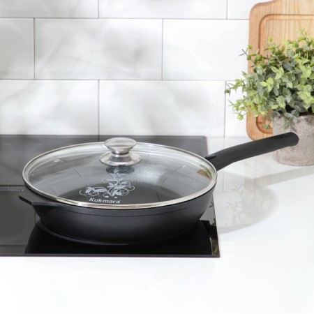 The “Tradition” pan, d = 26 cm, a glass cover, a removable handle, anti -stick coating, black color-10