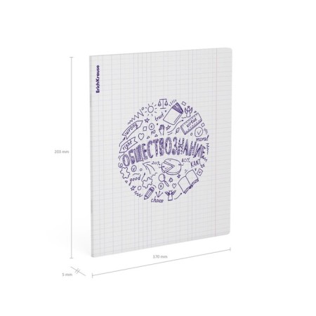 Subject notebook, 48 sheets, cage, social studies Erichkrause "Chaos", plastic cover silk-screen cover, block offset 100%, information block-4