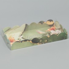 Cookie box, confectionery packaging with PVC lid, “best teacher”, 21 x 10.5 x 3 cm