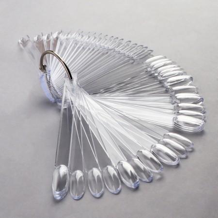 Palette for varnishes on a ring, 50 nails, oval shape, transparent color