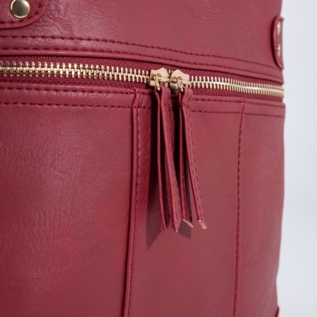 Cross-Bodi bag with zipper, burgundy color-3