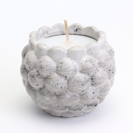Candle "Shar" in the candlestick with spherical faces of gypsum, 8x7cm, marble with black stripes-1