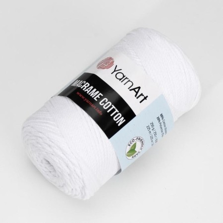 Yarn "Macrame Cotton" 20% polyester, 80% cotton 225m/250g (751 white)-1