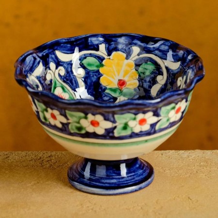 Candy of Rishtan ceramics "Flowers", 13 cm, blue-7