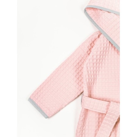 Халат детский с капюшоном Amarobaby Waffle, рост 122-128 см, цвет розовый-8