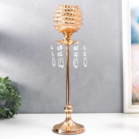 Summary Metal for 1 candle "Scales flower" gold 42x11x11 cm-2