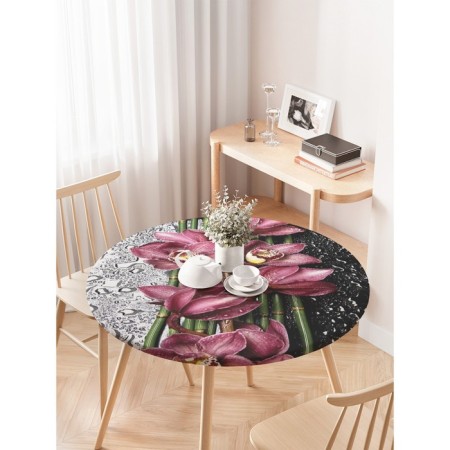 Tables on the table “Flower separation”, round, oxford, elastic band, size 120x120 cm, diameter 75-100 cm-2