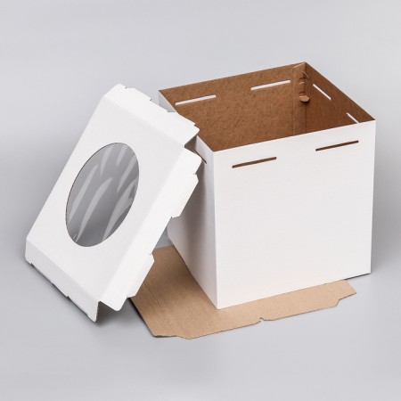 Box for a cake with a window, white, 30 x 30 x 30 cm-4