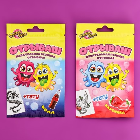 Chewing gum "Tear" with a tattoo, assorted, 10 g