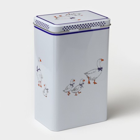 Bank for bulk products "geese", 2.7 liters, 13.5 x 9.5 x 21.5 cm, tin-6