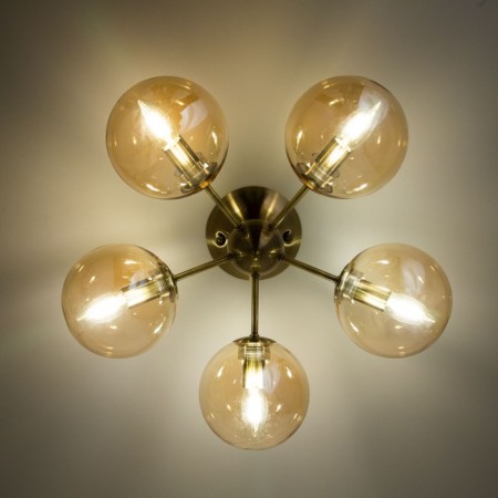 Ceiling chandelier CITILUX “Tommy” CL102153, 52x52x24.5 cm, 5x40W, E14, brown color-7