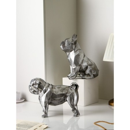 A set of figures "Bulldog", geometry, polystone, 34 cm, silver color-2