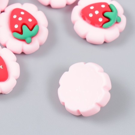 Decor for creativity plastic "Strawberry on a flower" 2x2 cm-1