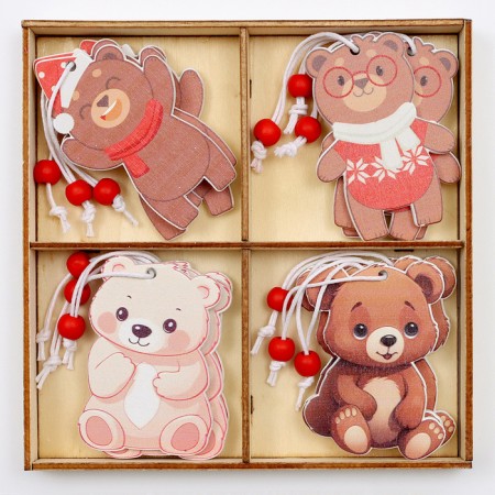 Set of suspensions in wooden gift packaging 12 pcs.13x13x2 cm-2
