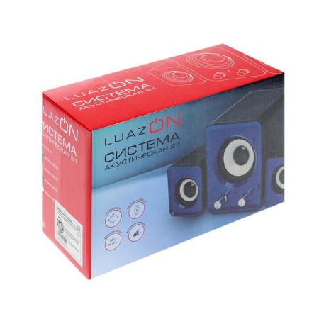 Computer speakers 2.1 Luazon LPKK-02, 2x3W, Sabwofer 5W, 80db, Jack 3.5, USB, Blue-6