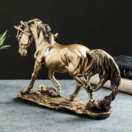 Figure "Horse on Stone" 29x9x23cm bronze with gilding-2
