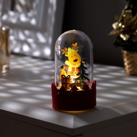 LED figure under the Dome "Reindeer" 6 × 9.5 × 6 cm, wood, batteries LR1130X3, glow warm white