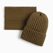 Kit for a girl (hat, snood), khaki color, size 50-54