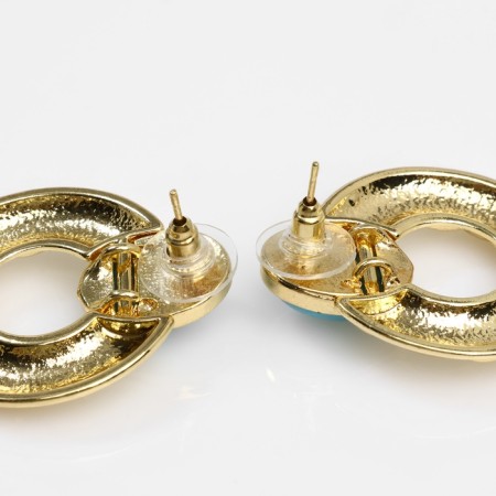 Earrings "turquoise world" sphere, blue color in gold-1