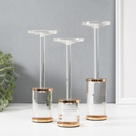 Summary metal, acrylic "rectangles" d = 6.5 cm, set 3 pcs h = 24 cm, 22.5 cm, 20.5 cm-1