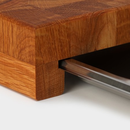 Board cutting end magistro, oak, with metallic gastrointestinal capacity, 30.5 × 16.5 × 5 cm, in a craft box-12