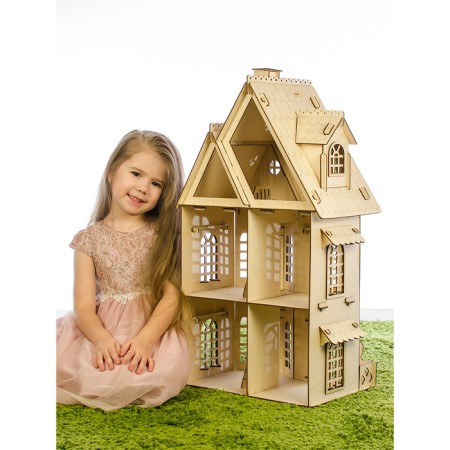 Designer "Puppet House", 2 floors, plywood - 3 mm-2