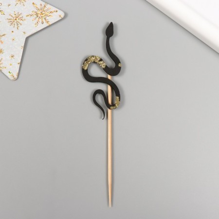 Decor for creativity "Black-Brilliant Snake" 12.5 cm (set 6 pcs)-2