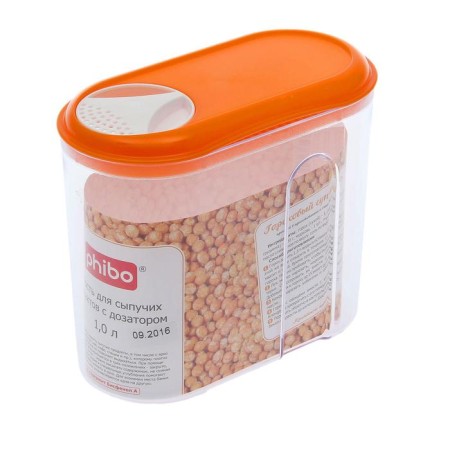 Capacity for bulk products, 1 liter with a dispenser, color mix-5