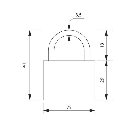 Hinged castle, type 10, 25x42 mm, 2 keys-1