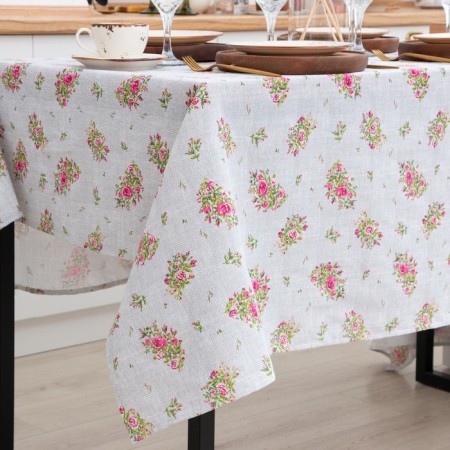 ROSELL ROSES ON LINEN 146x180 cm, 100% cotton, mittle 164 g/m2-1