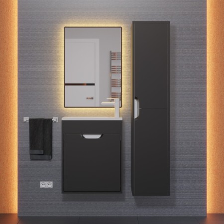 Tumbling under the Uperwood Modul sink, 50 cm, suspended, matte, black-3