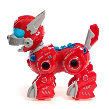 Robot Dog "Roborux" Unicon, screw designer, interactive: light effects, 19 parts, on batteries, red-2