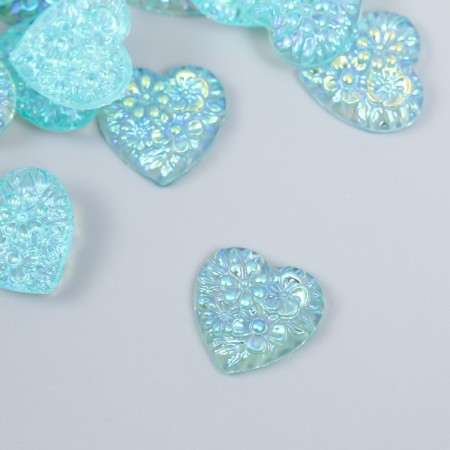 Decor for creativity Plastic "Heart" Harography Blue Set 20 pcs 1.6x1.6 cm