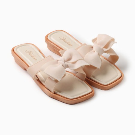 Women's slippers with an open nose, size 40-41, milk color