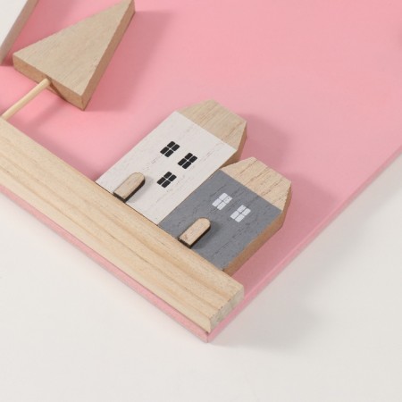 Decorative tree hooks "Houses and trees" pink 28x33.5 cm-2